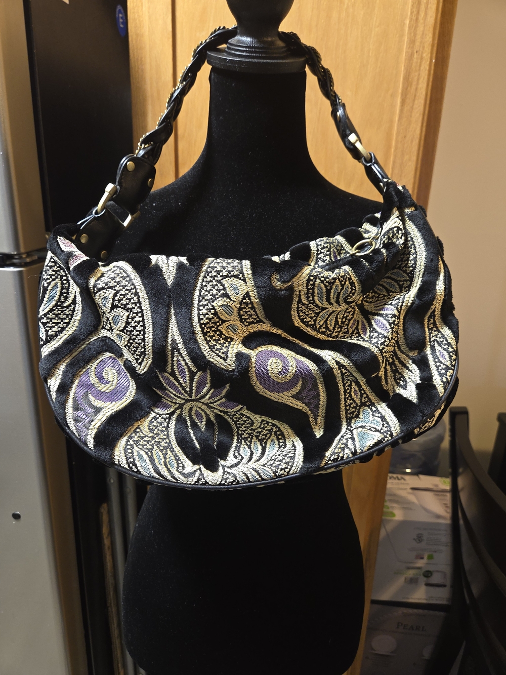 Maxx New York Black Hobo with Gold & Purple Jacquard Accents